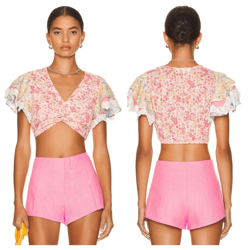 LOVESHACKFANCY Kielle Ruffle Crop Top 12 Cottagecore Festival Festive